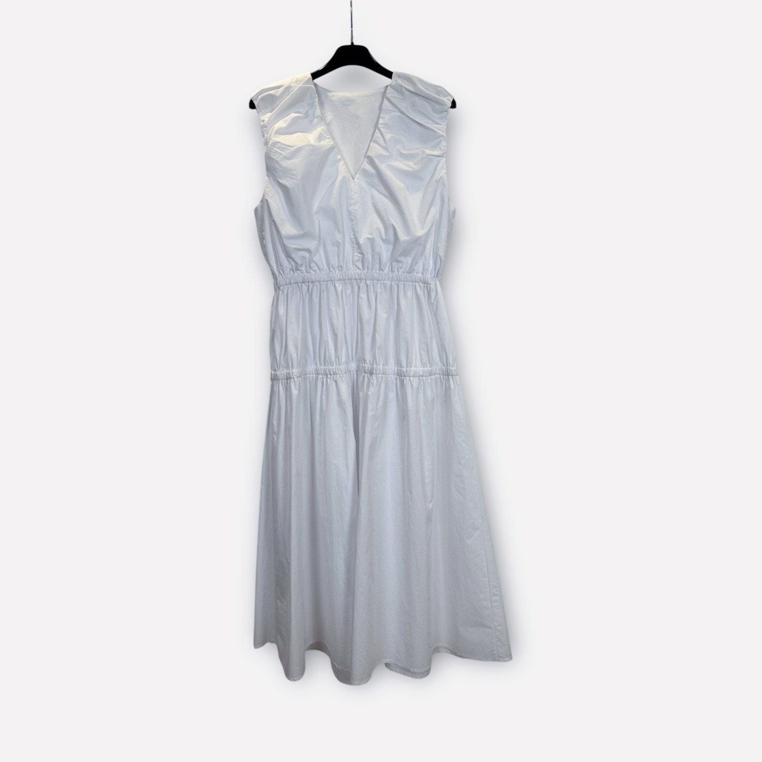 Abito midi in cotone smanicato con vita arricciata SS26-C6-03 – NEUS