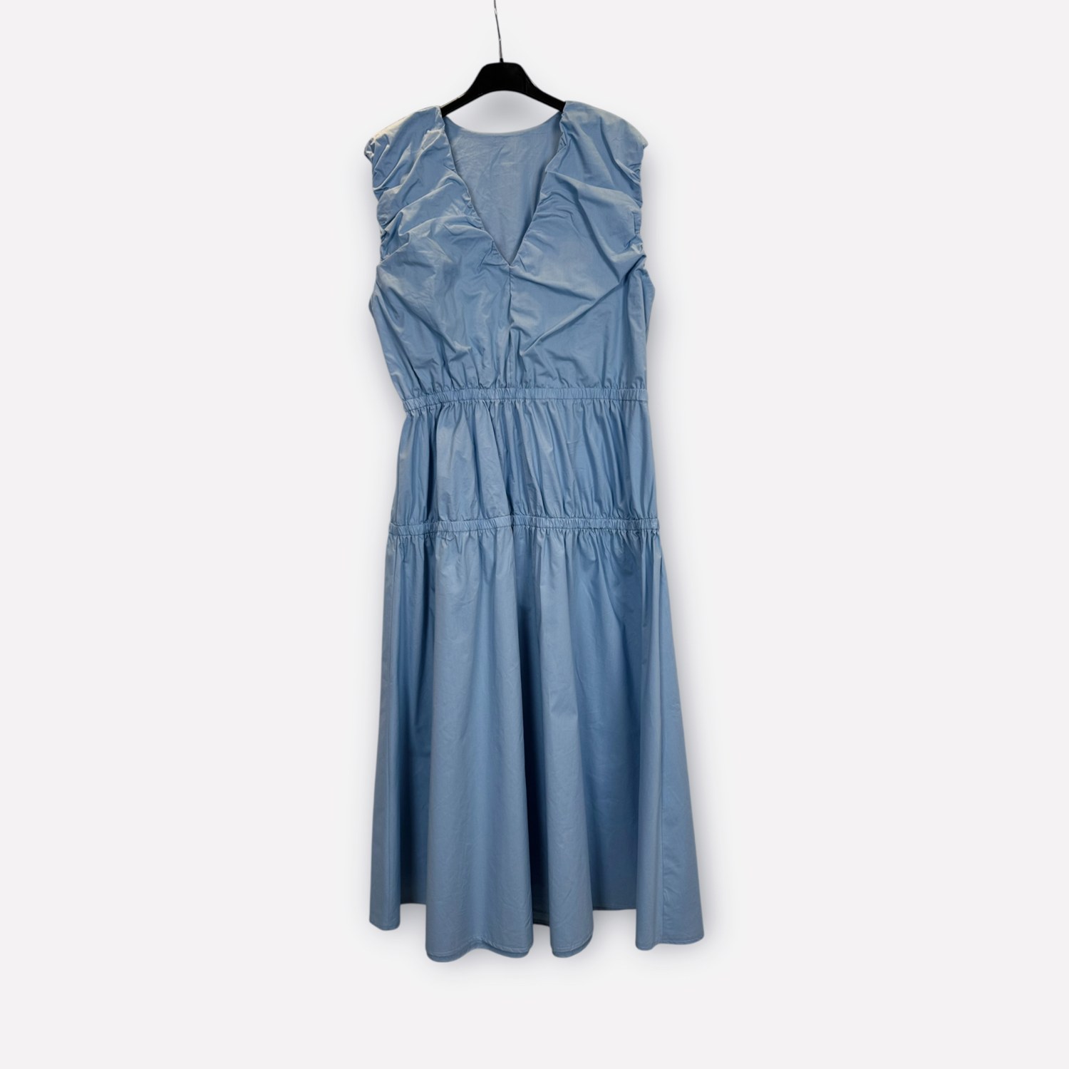 Abito midi in cotone smanicato con vita arricciata SS26-C6-03 – NEUS
