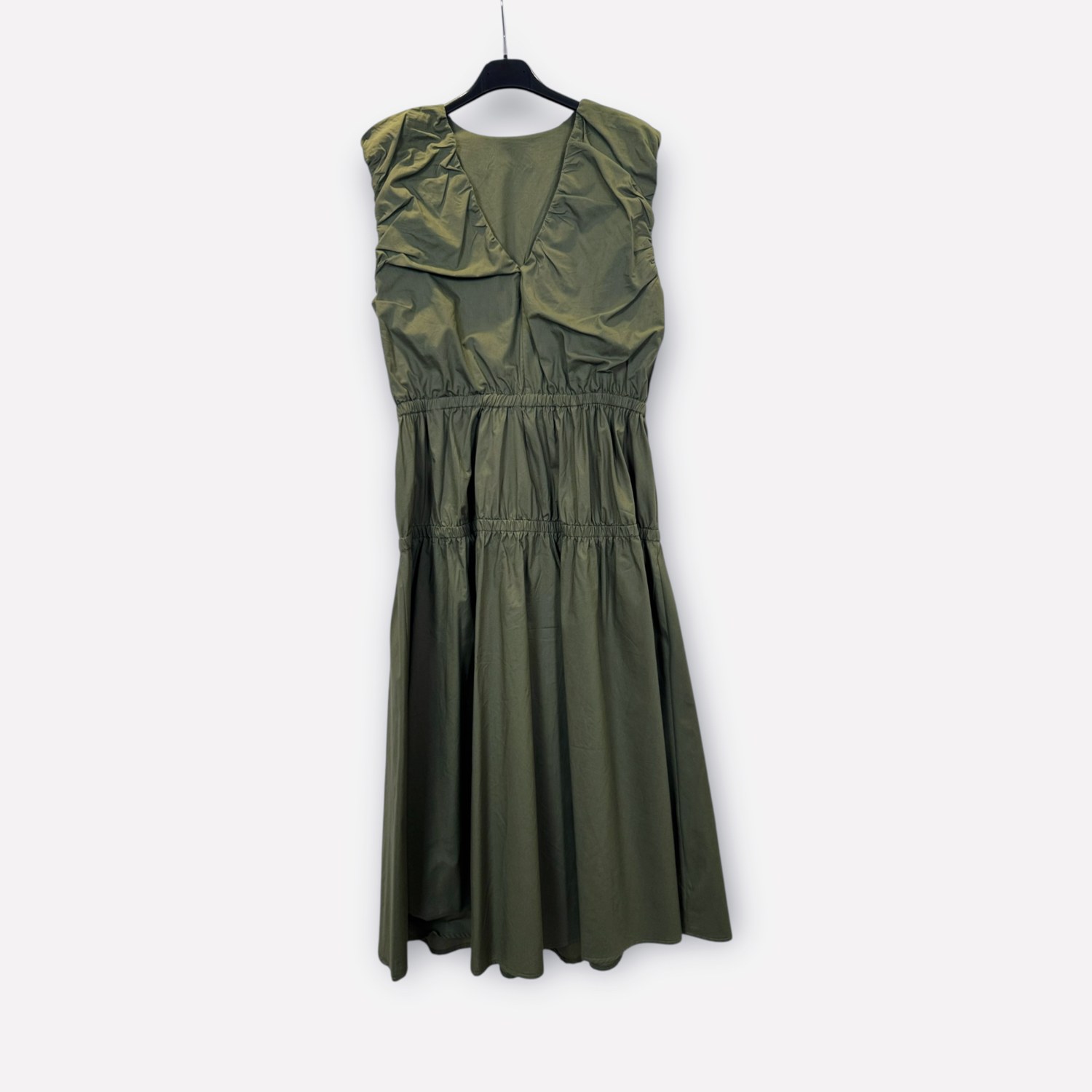 Abito midi in cotone smanicato con vita arricciata SS26-C6-03 – NEUS