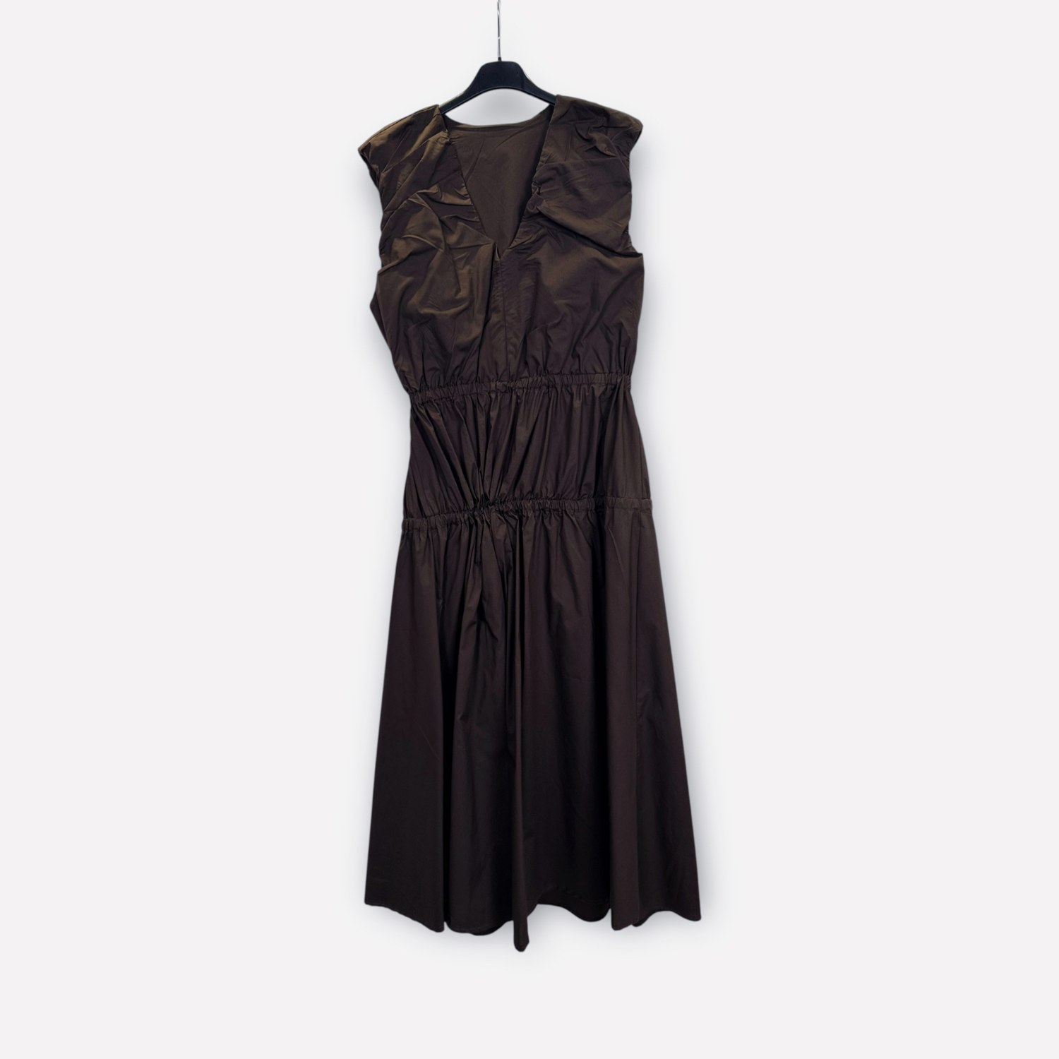 Abito midi in cotone smanicato con vita arricciata SS26-C6-03 – NEUS