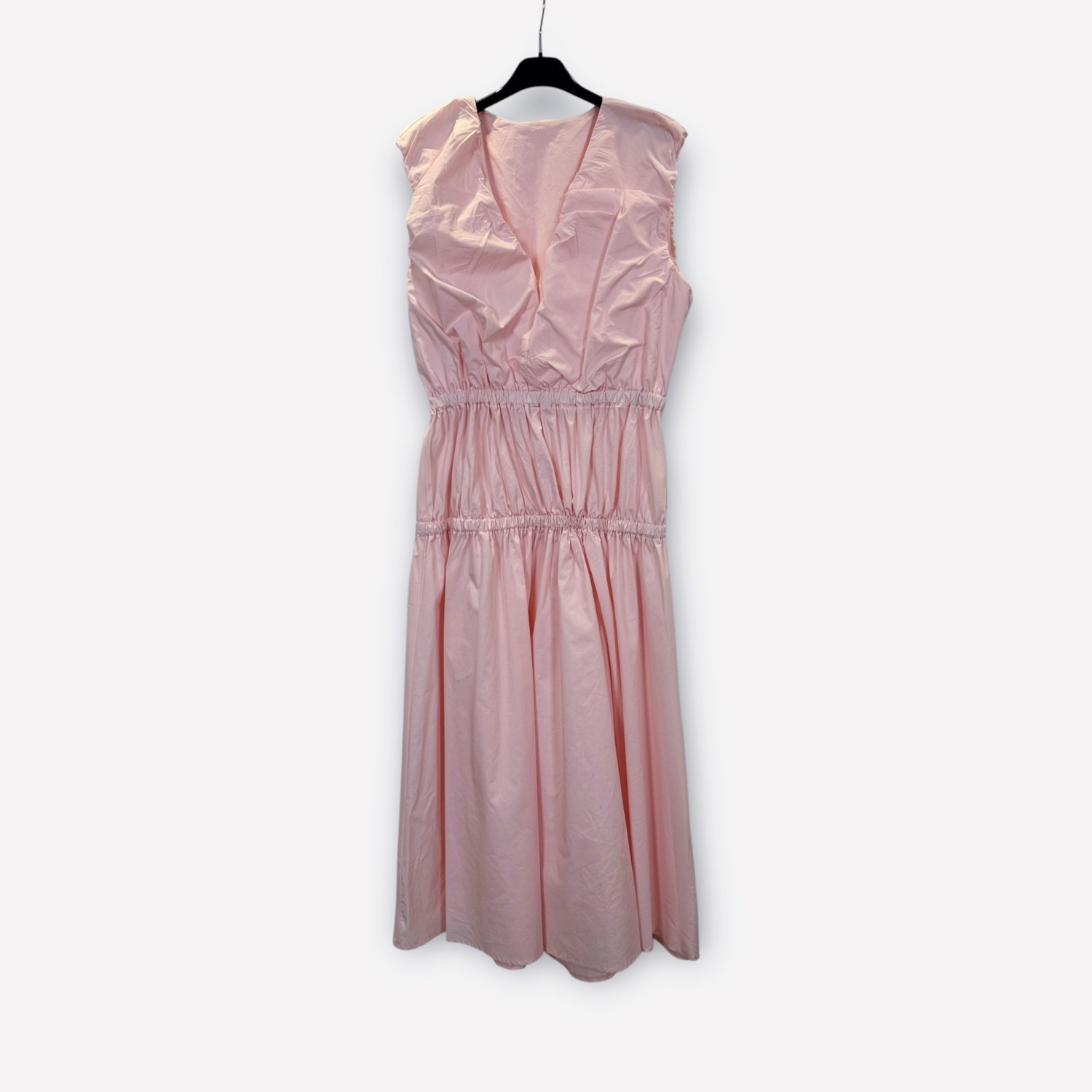 Abito midi in cotone smanicato con vita arricciata SS26-C6-03 – NEUS