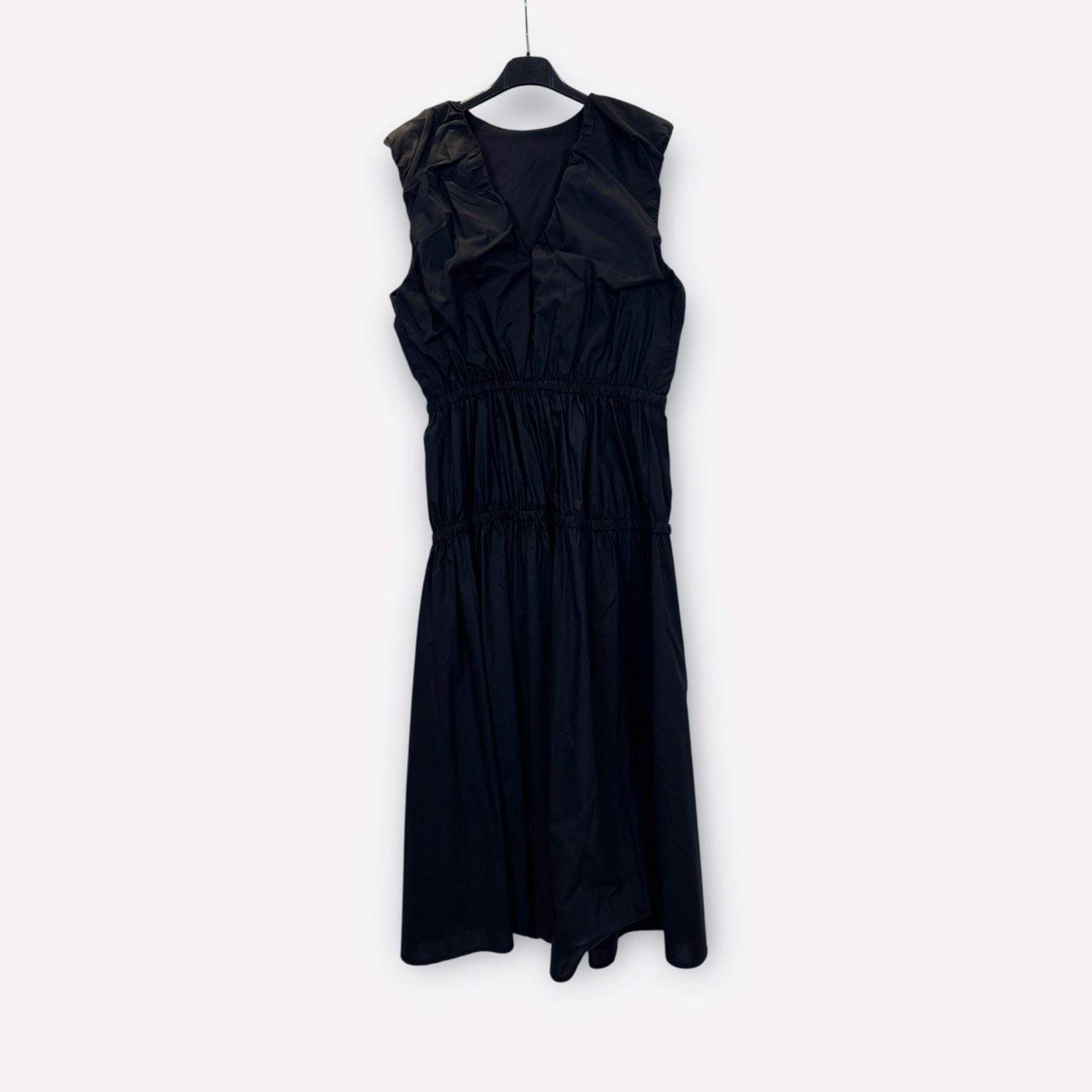 Abito midi in cotone smanicato con vita arricciata SS26-C6-03 – NEUS