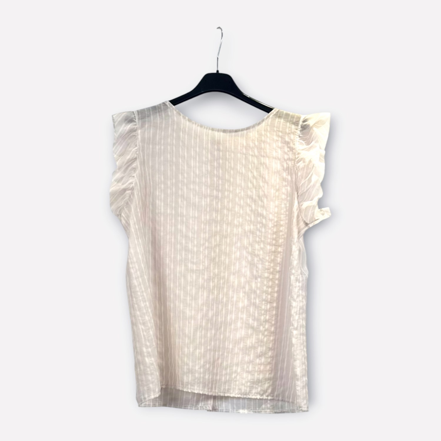 Blusa smanicata a righe con volant 89962 – NEUS