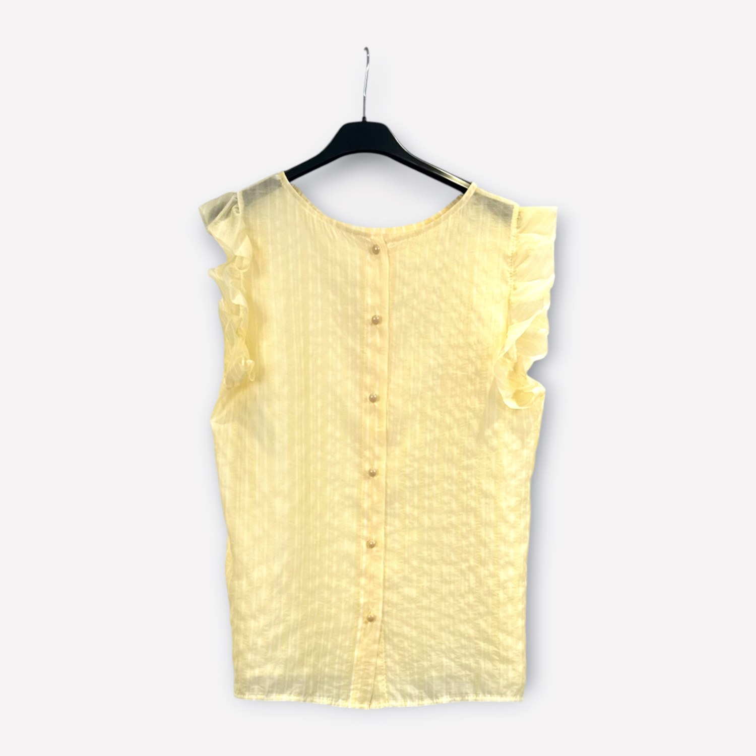 Blusa smanicata a righe con volant 89962 – NEUS