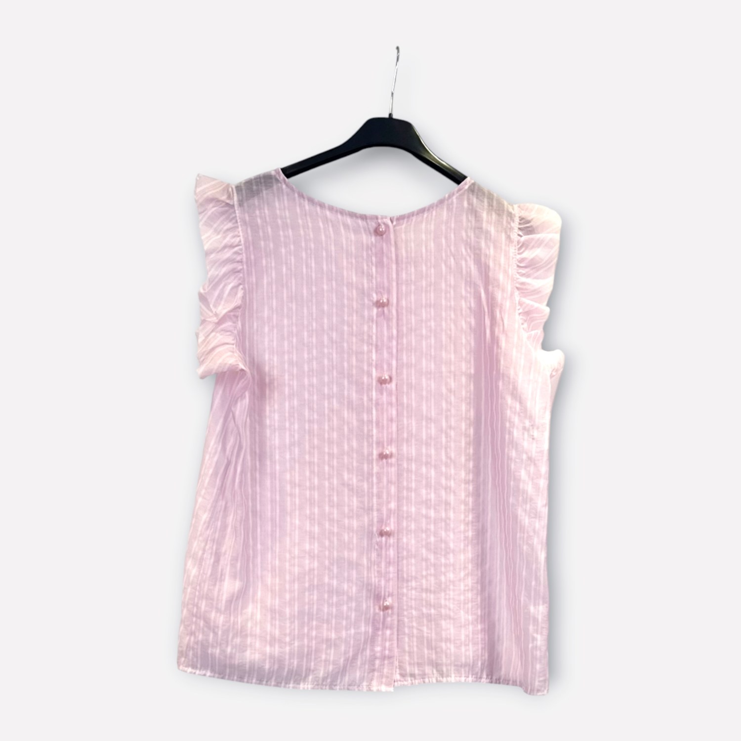 Blusa smanicata a righe con volant 89962 – NEUS