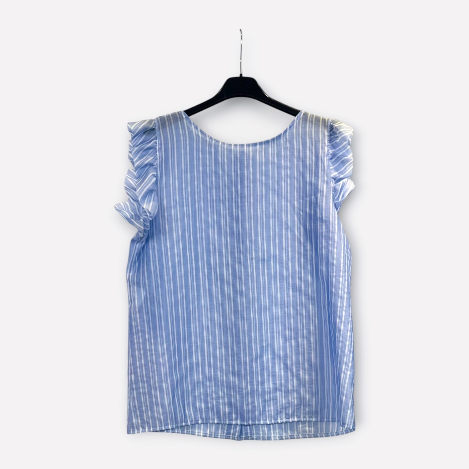 Blusa smanicata a righe con volant 89962 – NEUS