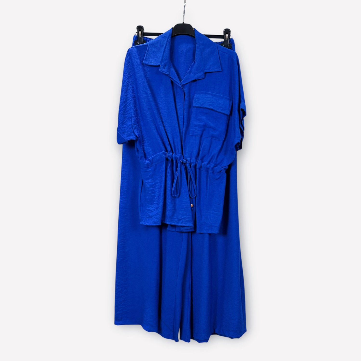 Completo in viscosa con camicia arricciata e pantaloni a gamba ampia 0261/0262 – NEUS