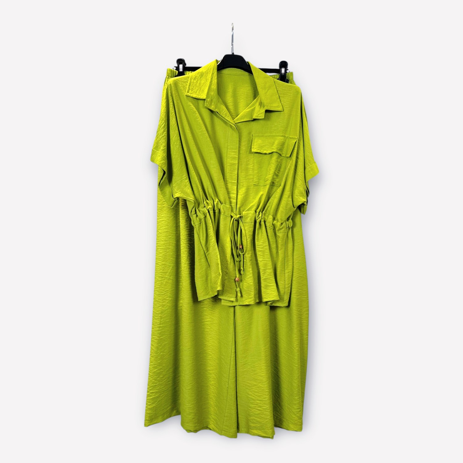 Completo in viscosa con camicia arricciata e pantaloni a gamba ampia 0261/0262 – NEUS