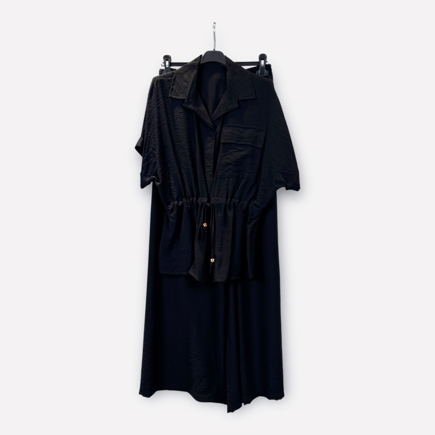 Completo in viscosa con camicia arricciata e pantaloni a gamba ampia 0261/0262 – NEUS