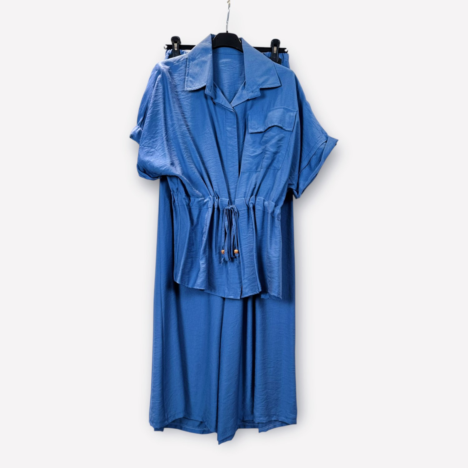 Completo in viscosa con camicia arricciata e pantaloni a gamba ampia 0261/0262 – NEUS