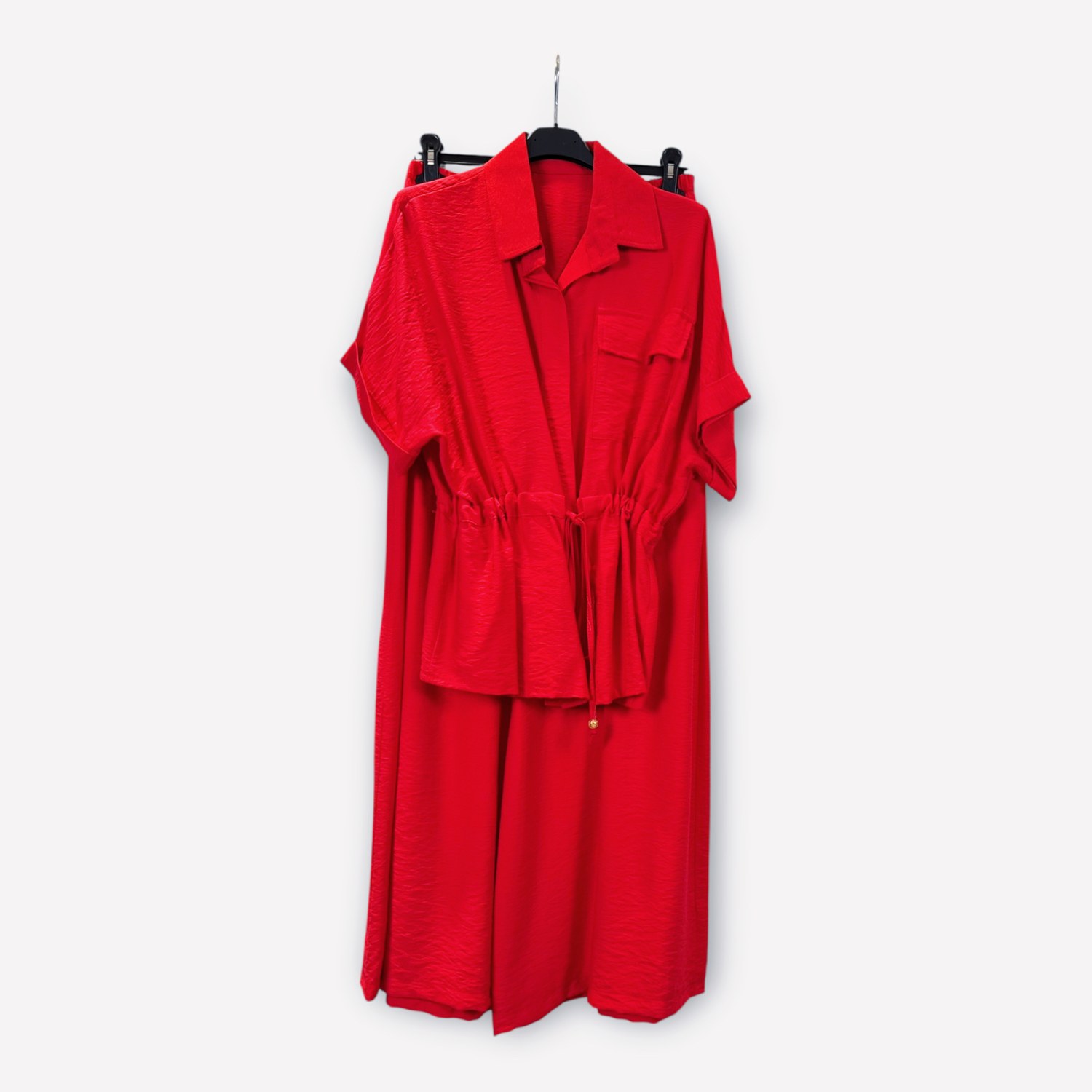 Completo in viscosa con camicia arricciata e pantaloni a gamba ampia 0261/0262 – NEUS