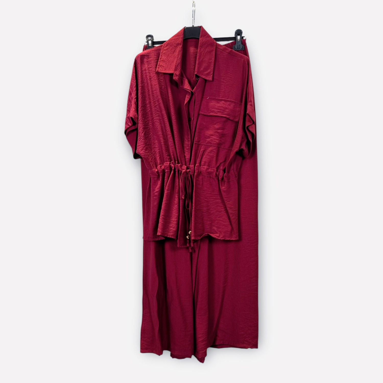 Completo in viscosa con camicia arricciata e pantaloni a gamba ampia 0261/0262 – NEUS