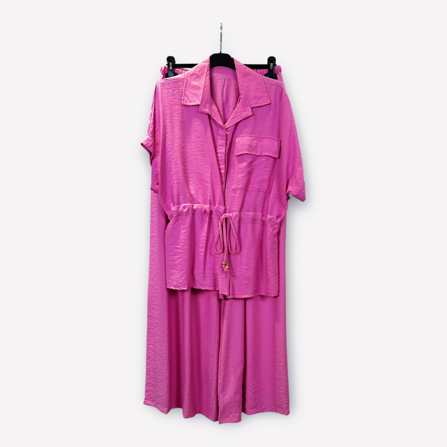 Completo in viscosa con camicia arricciata e pantaloni a gamba ampia 0261/0262 – NEUS