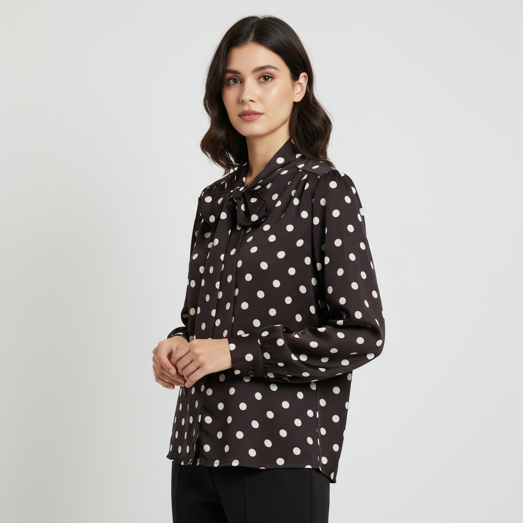 Camicia a pois con fiocco