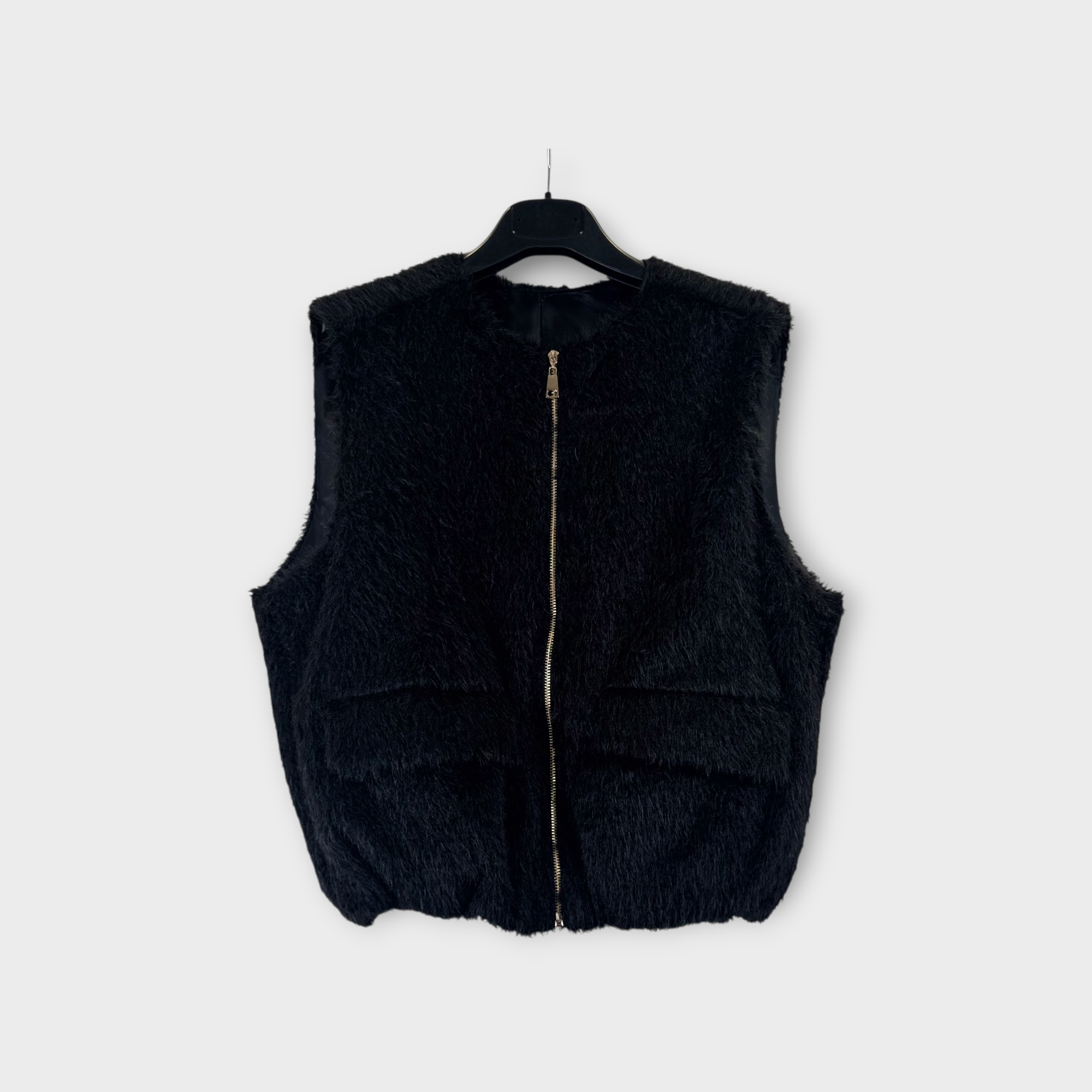 Gilet in pelliccia sintetica beige