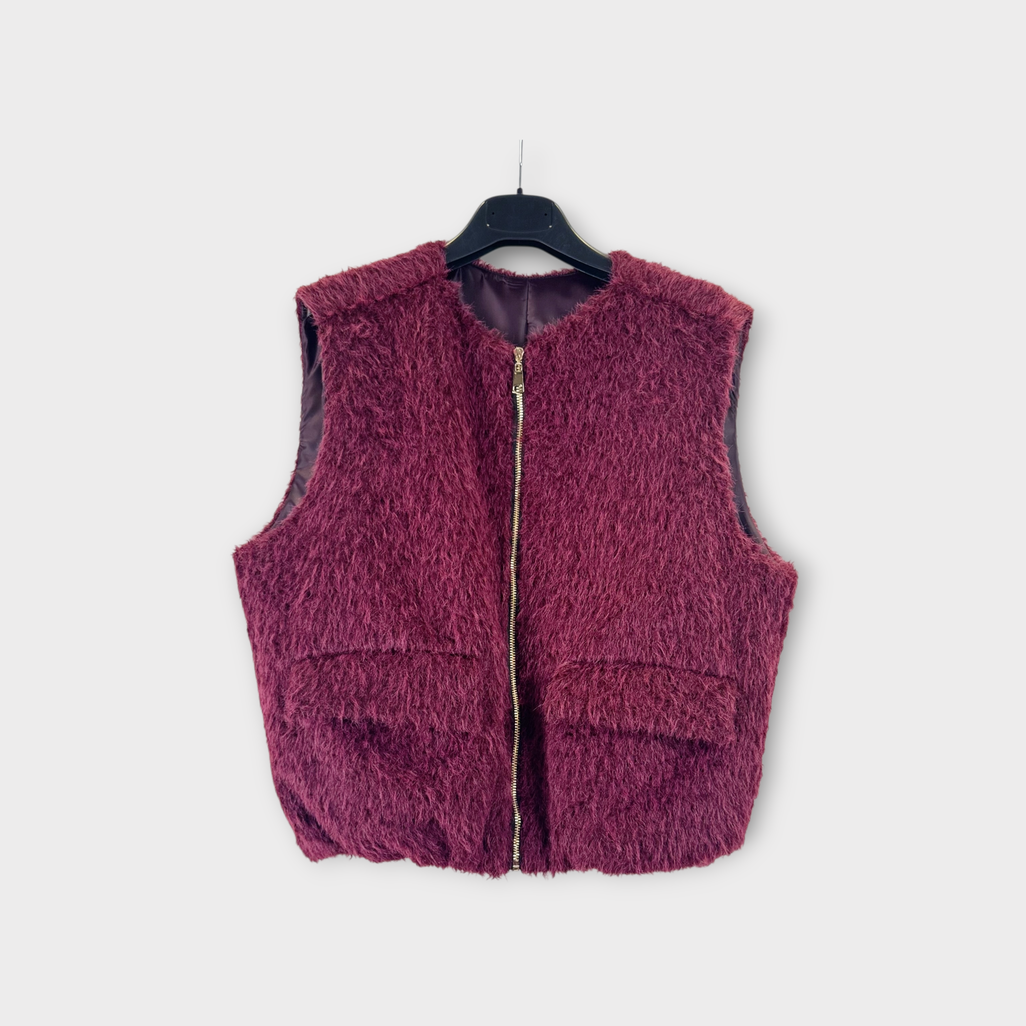 Gilet in pelliccia sintetica beige