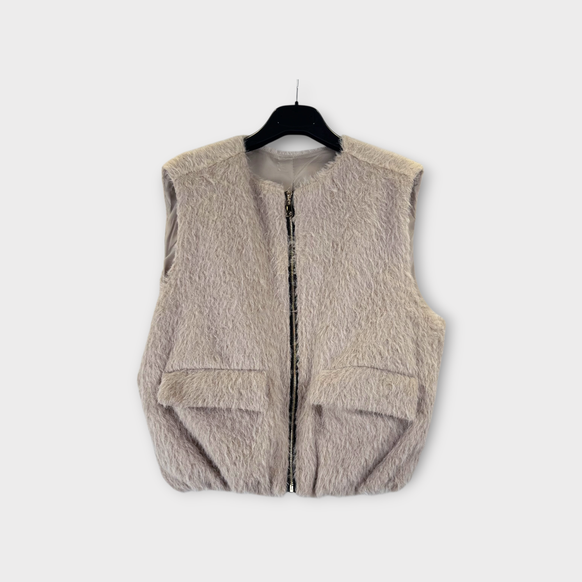 Gilet in pelliccia sintetica beige