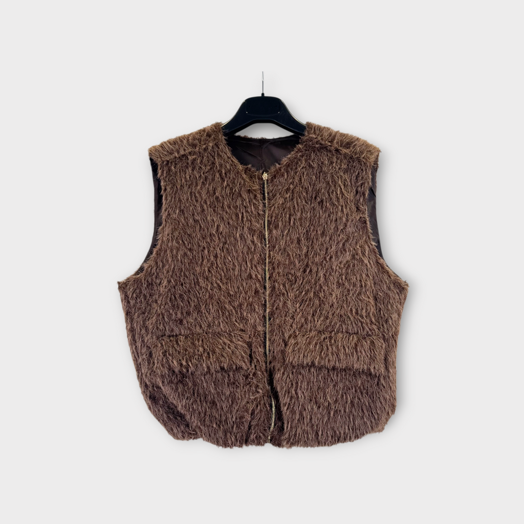 Gilet in pelliccia sintetica Marrone