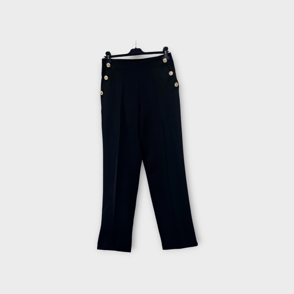 Pantaloni con bottoni dorati Nero