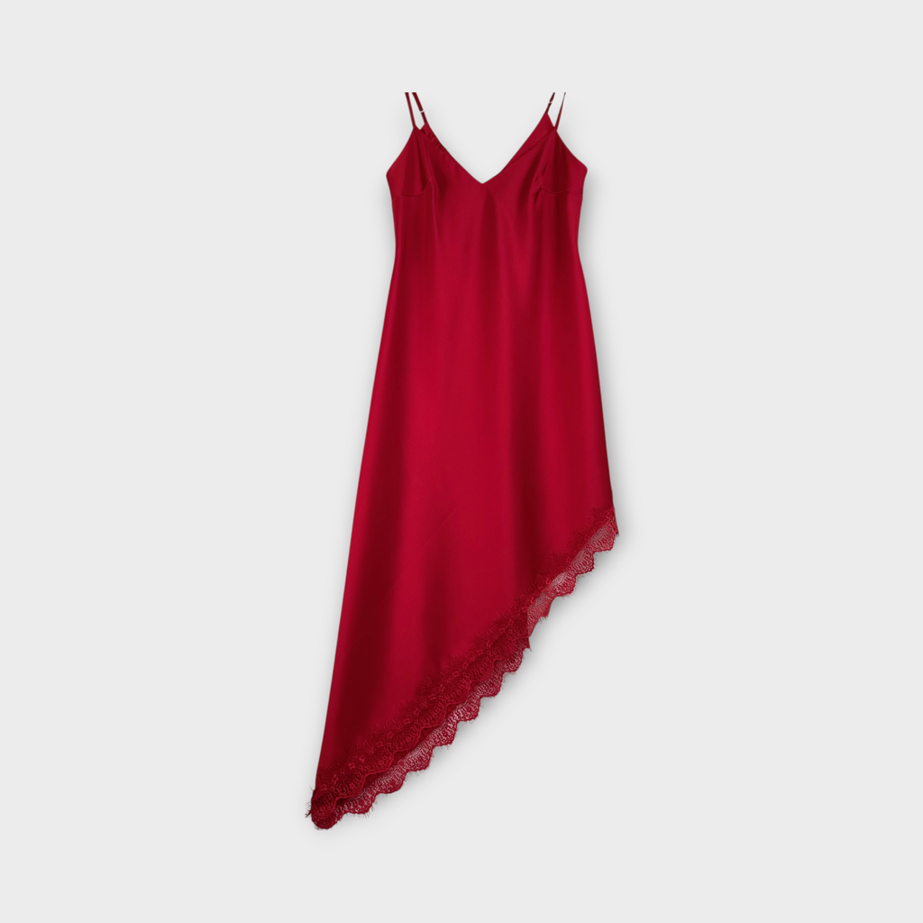 Abito con bordo in pizzo Rosso