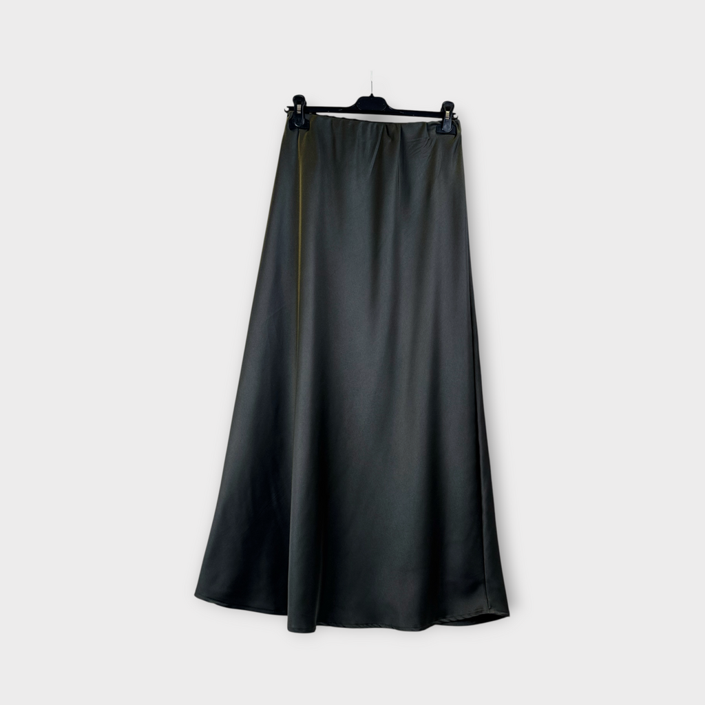 Long satin skirt Grey