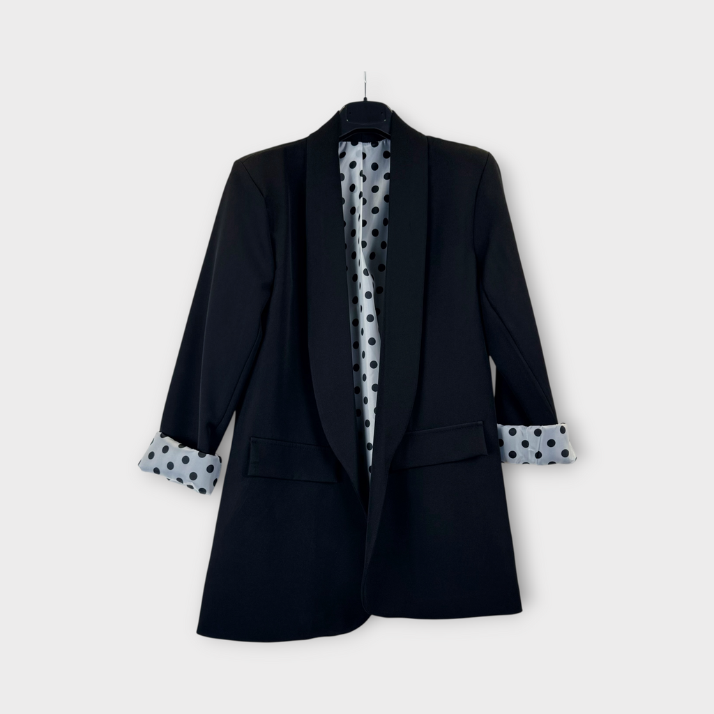 Blazer con fodera a pois Nero