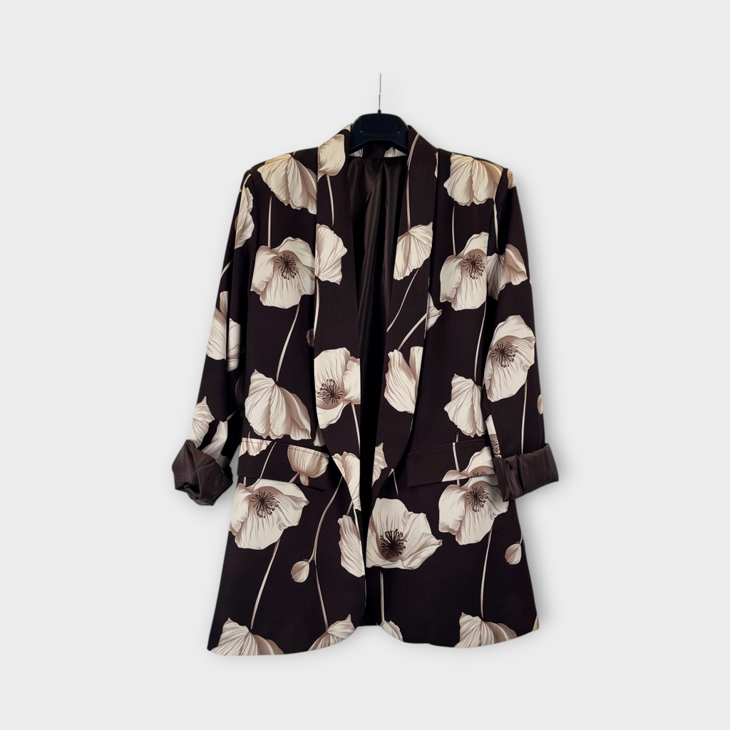 Blazer floreale nero e avorio