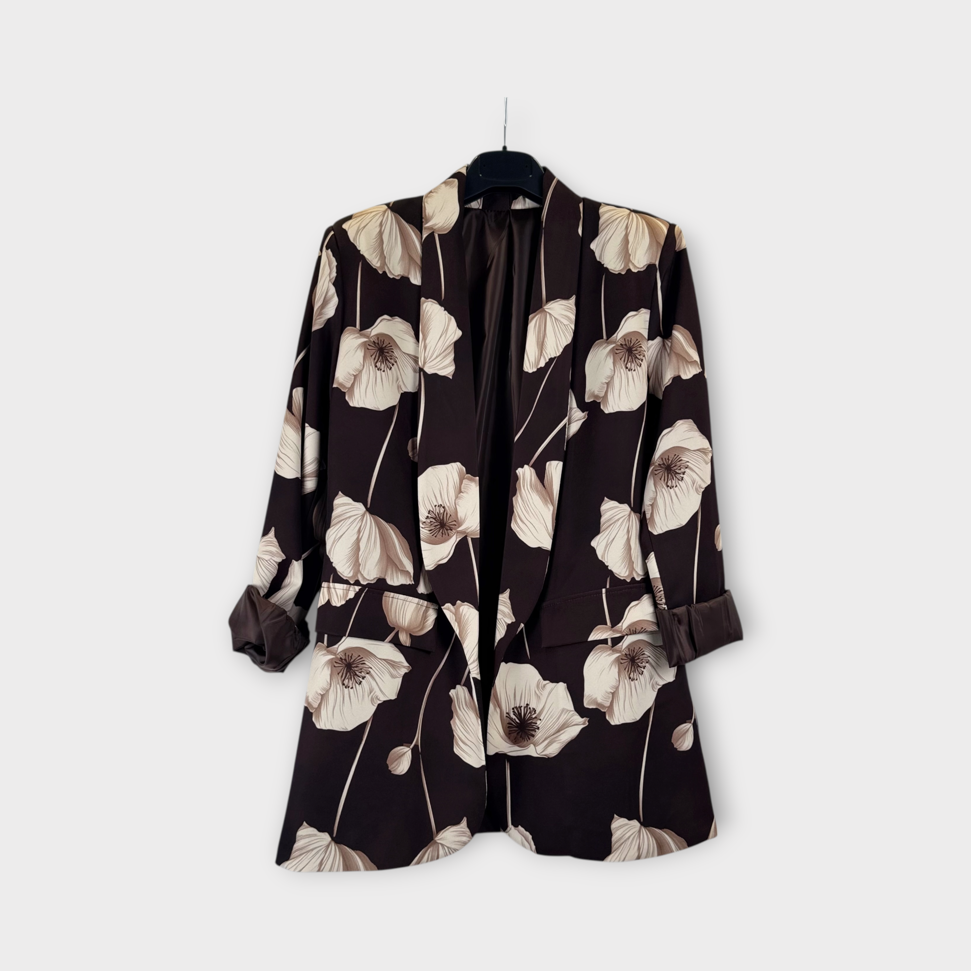 Blazer floreale nero e avorio