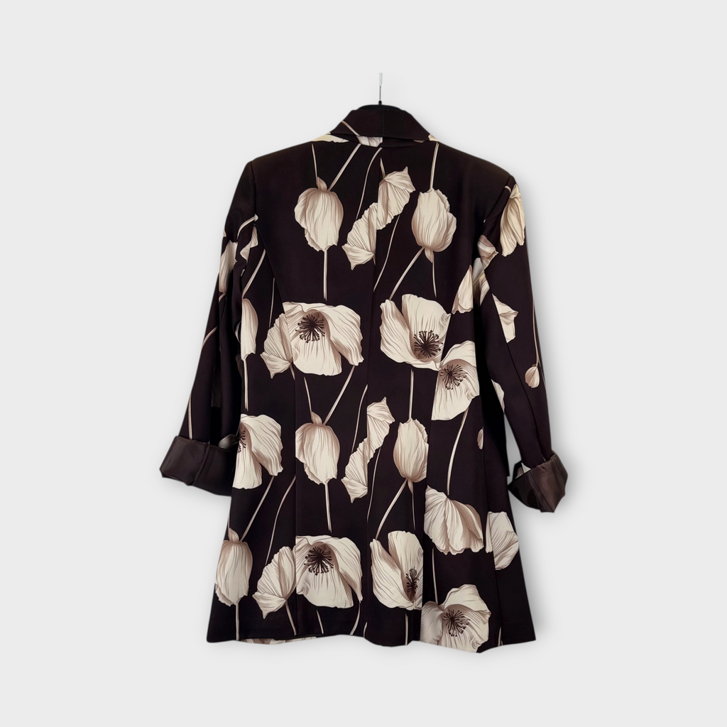 Blazer floreale nero e avorio