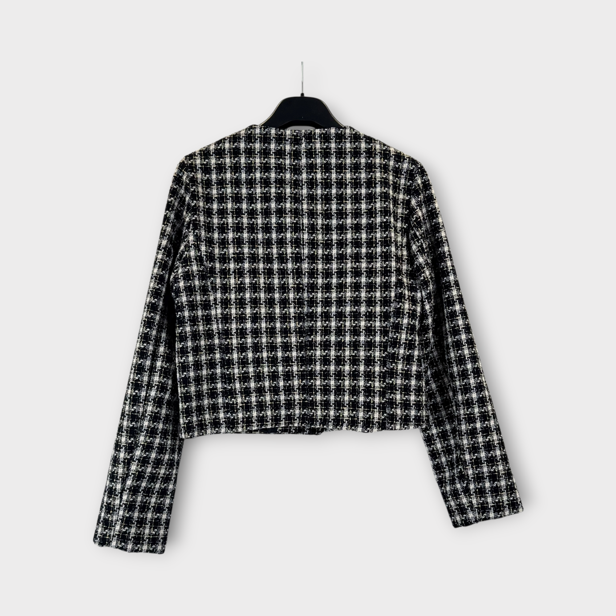 Giacca corta in tweed bianco e nero