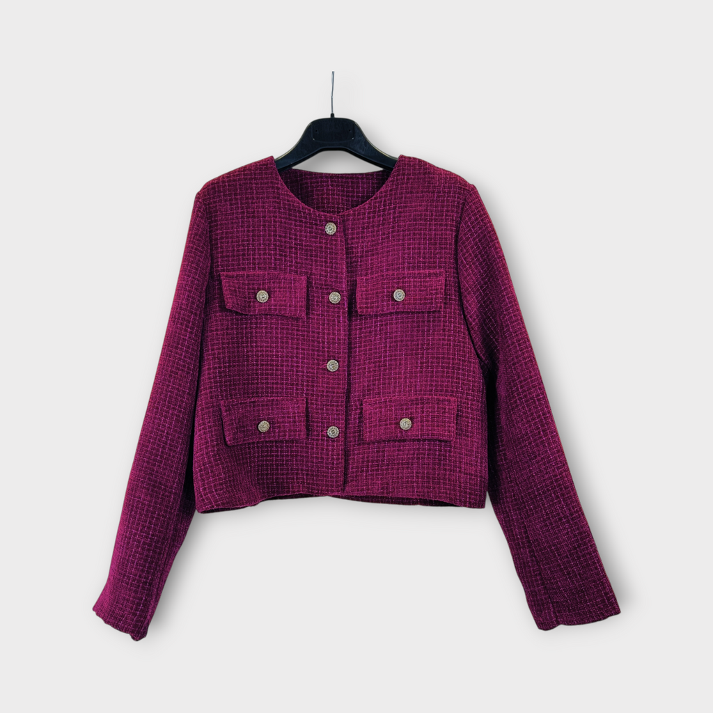 Giacca corta in tweed Bordeaux