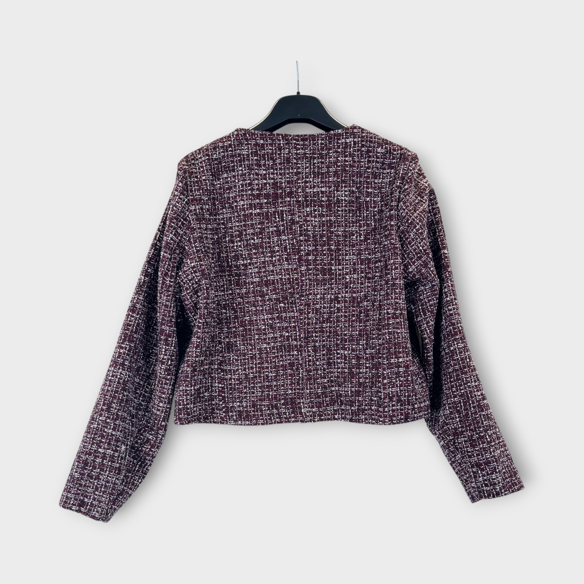 Giacca corta in tweed bianco e nero