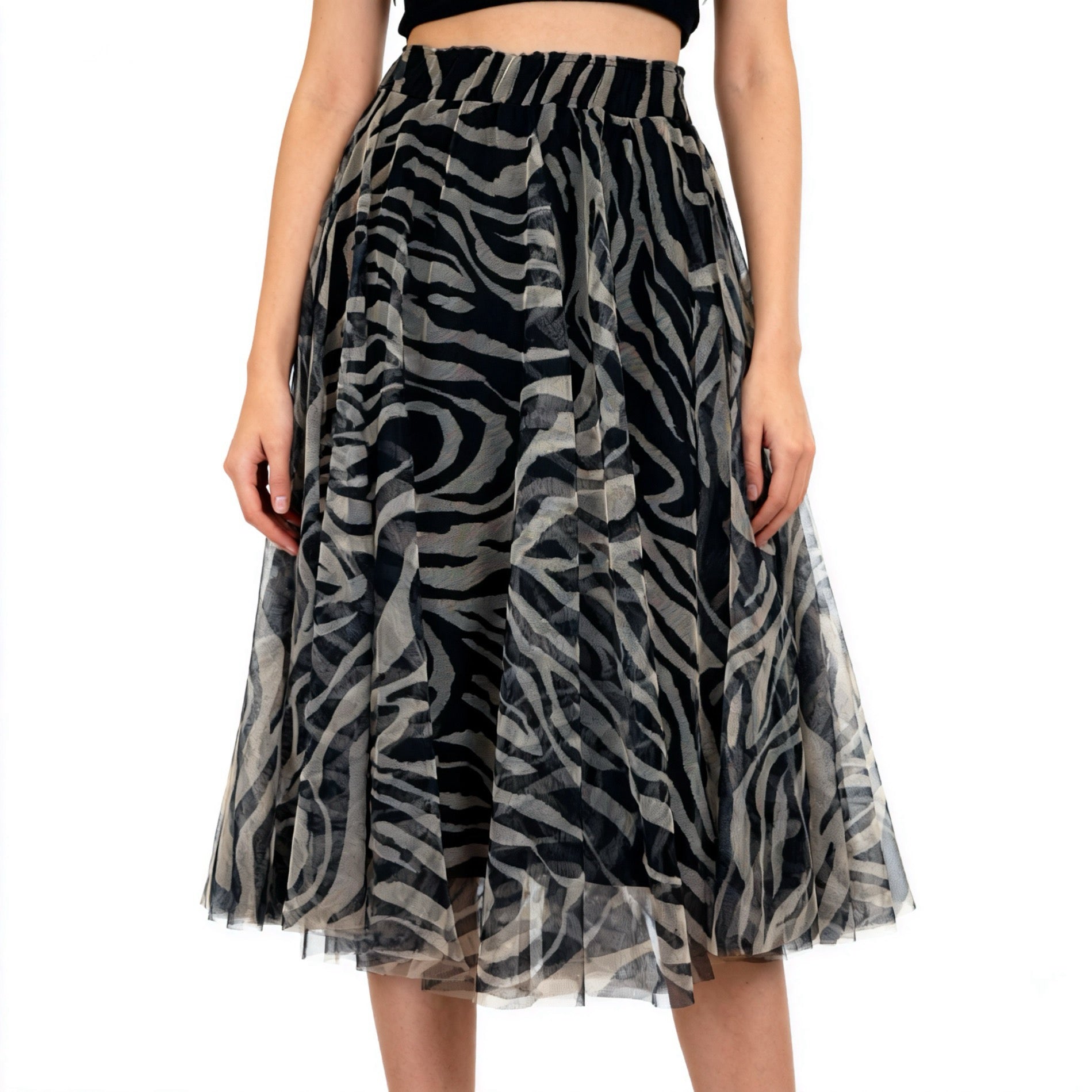 Gonna lunga in tulle stampa Pallini Bordeaux