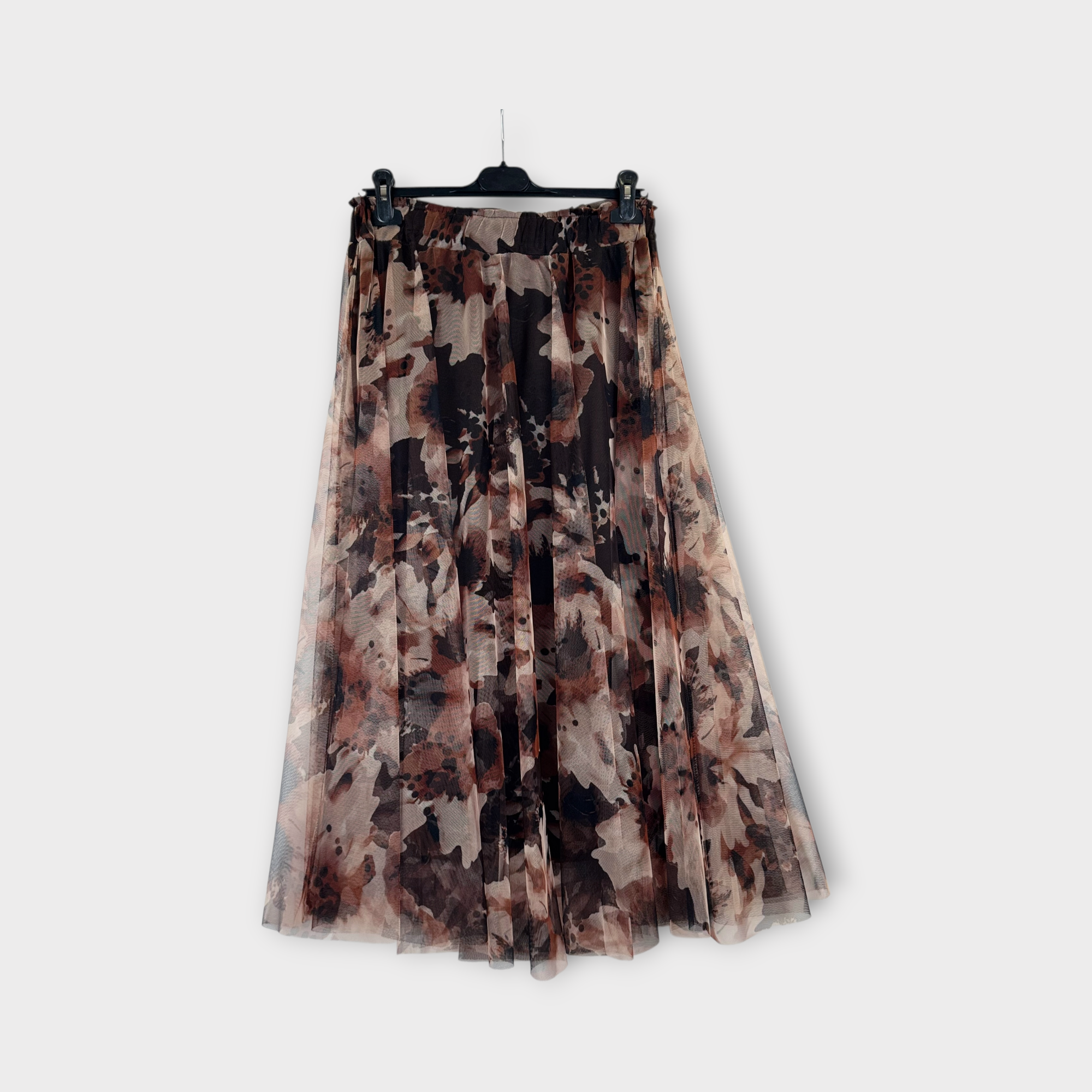 Gonna lunga in tulle stampa Pallini Bordeaux