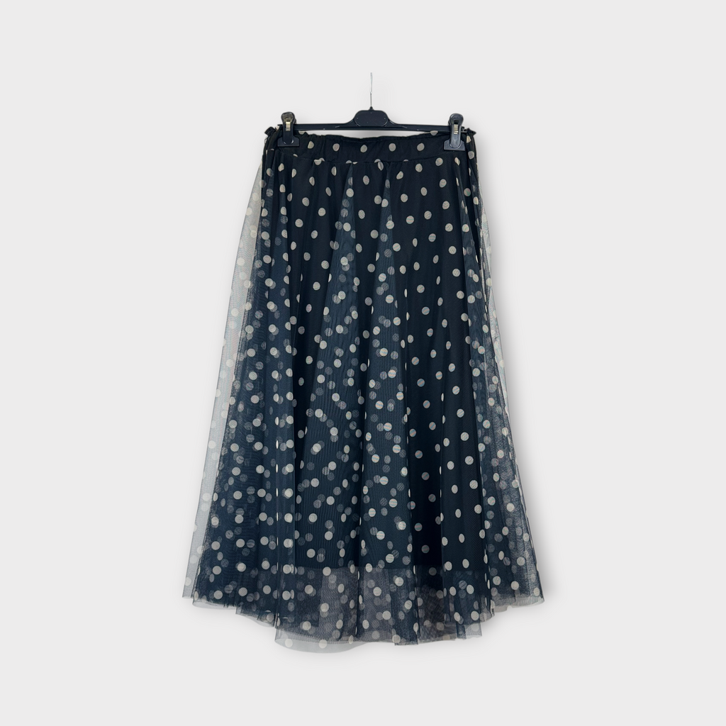 Gonna lunga in tulle stampa Pallini Nero