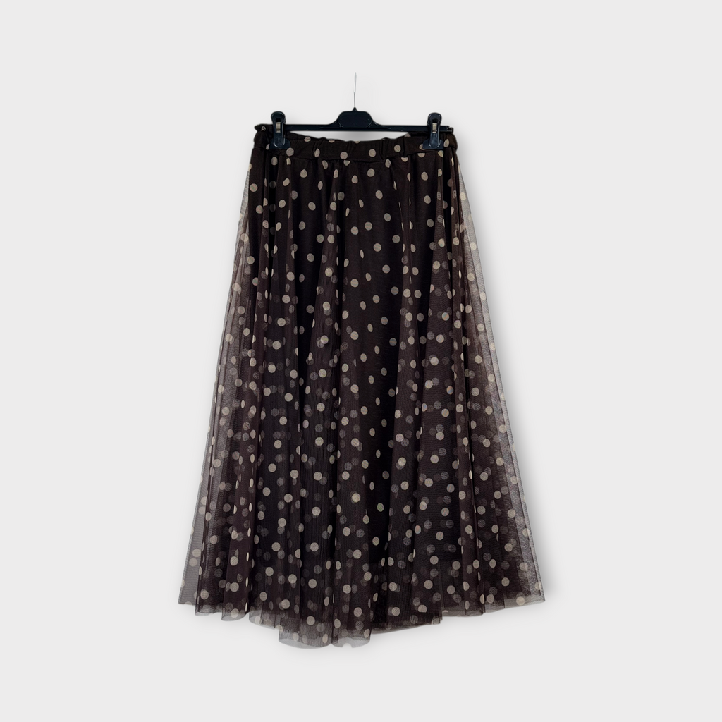Gonna lunga in tulle stampa Pallini Marrone