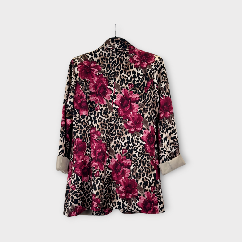 Blazer floreale nero e avorio