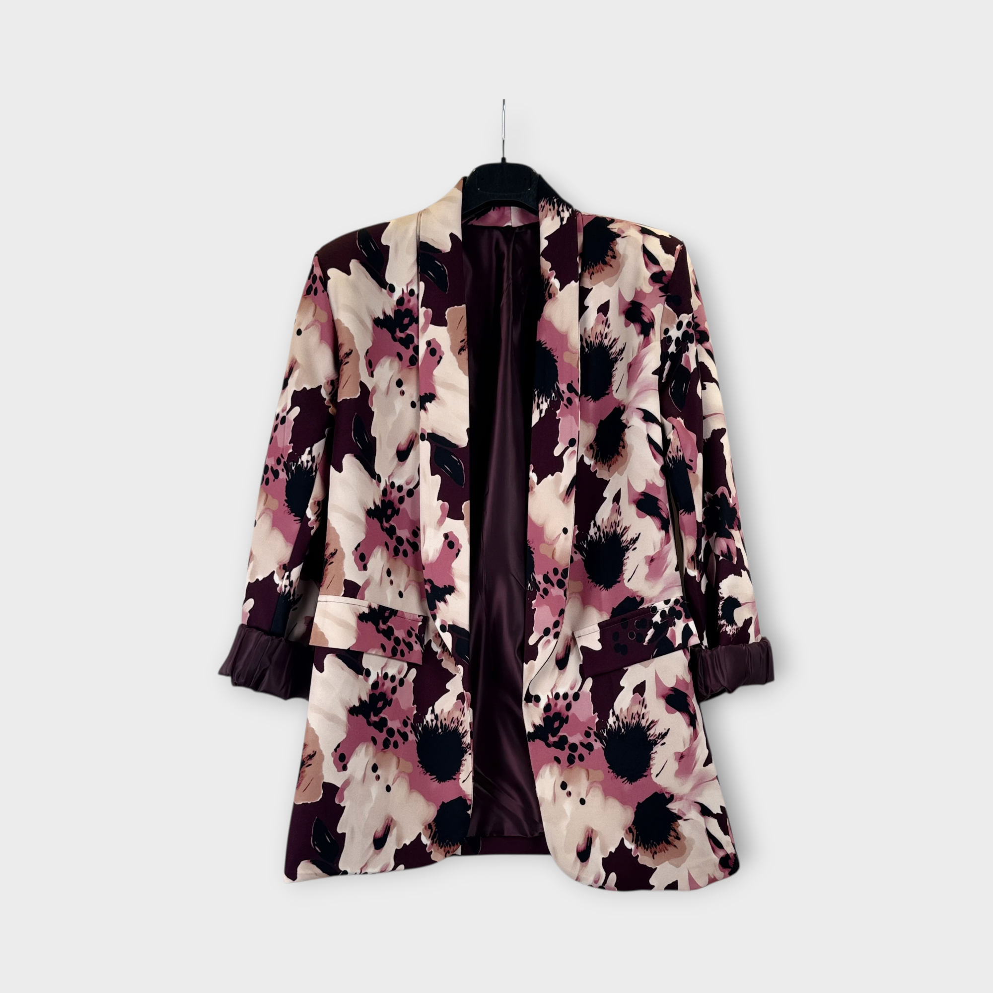 Blazer floreale nero e avorio