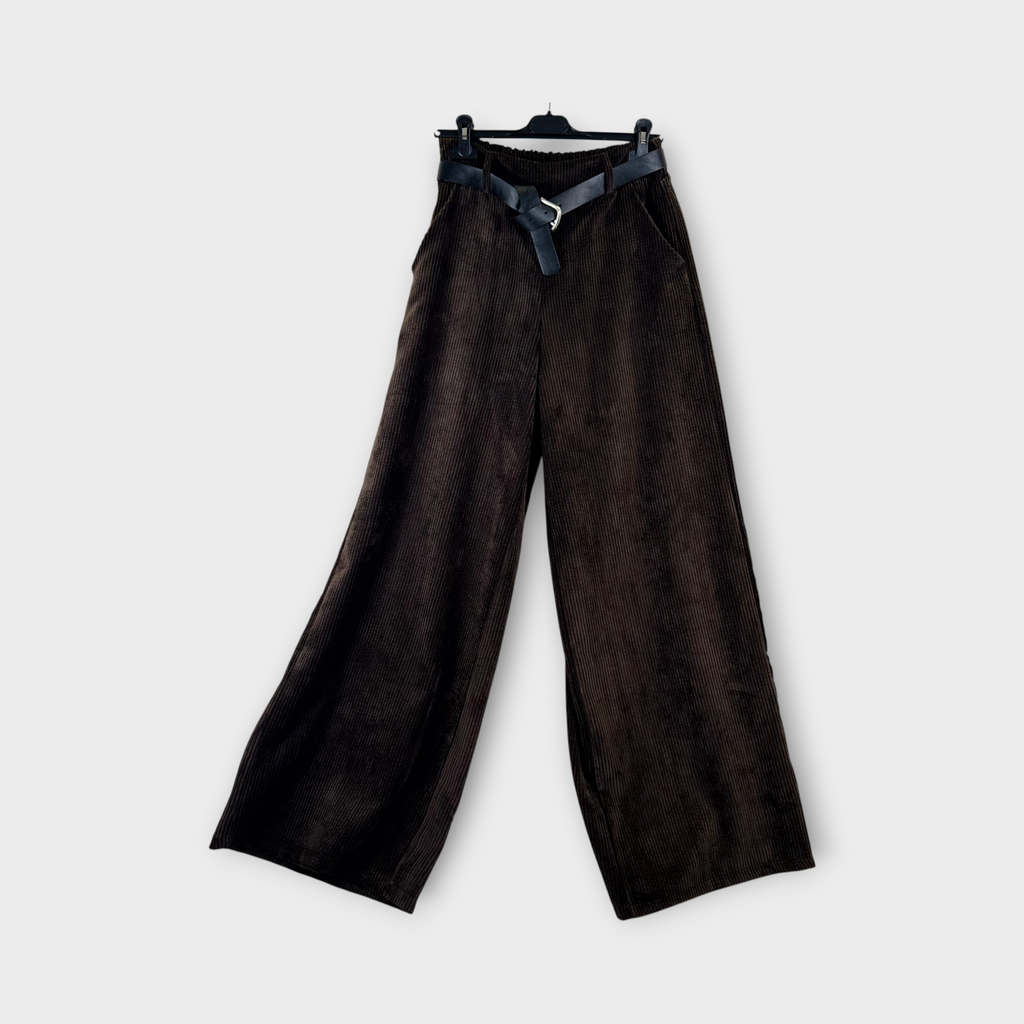 Pantaloni a palazzo in velluto Marrone