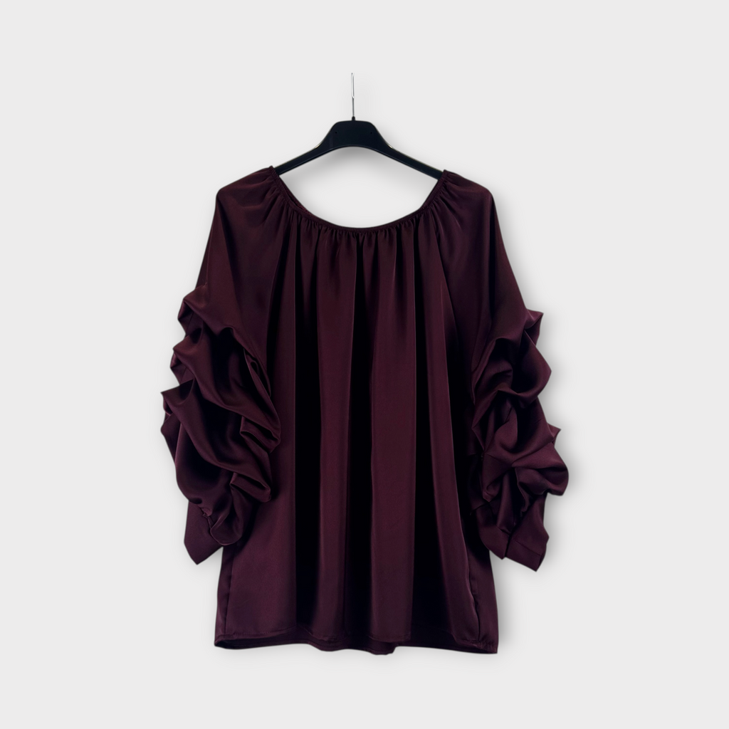 Blusa bordeaux con maniche arricciate Bordeaux