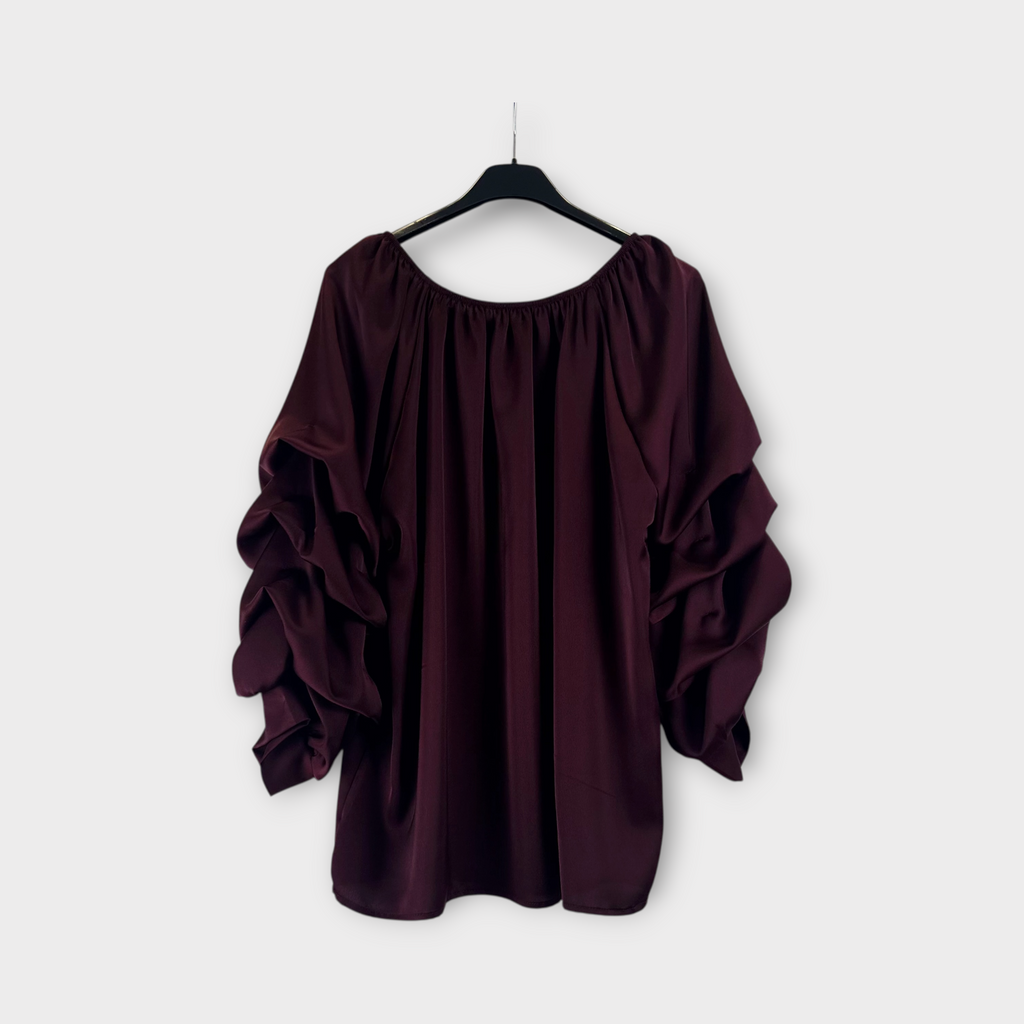 Blusa bordeaux con maniche arricciate Bordeaux