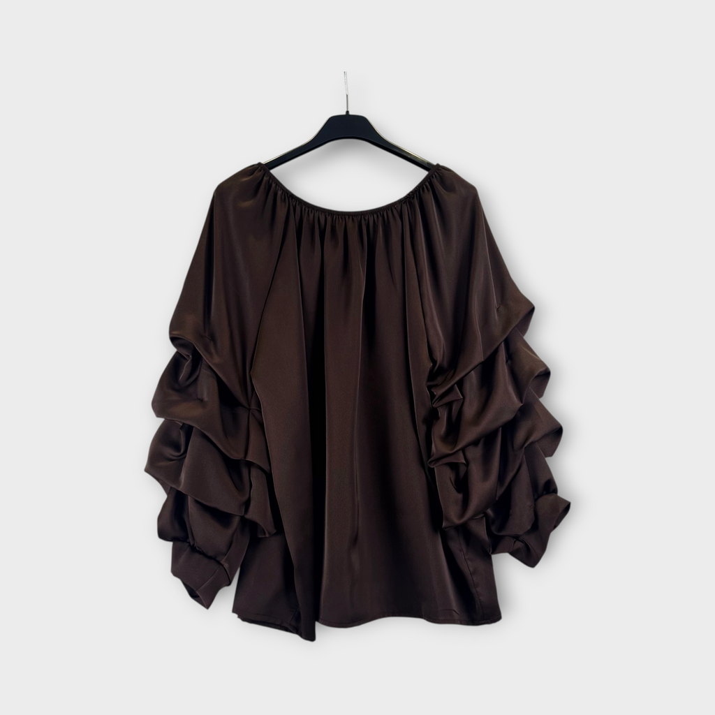 Blusa bordeaux con maniche arricciate Bordeaux
