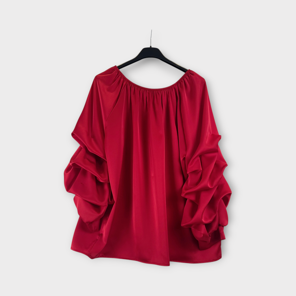 Blusa bordeaux con maniche arricciate Bordeaux