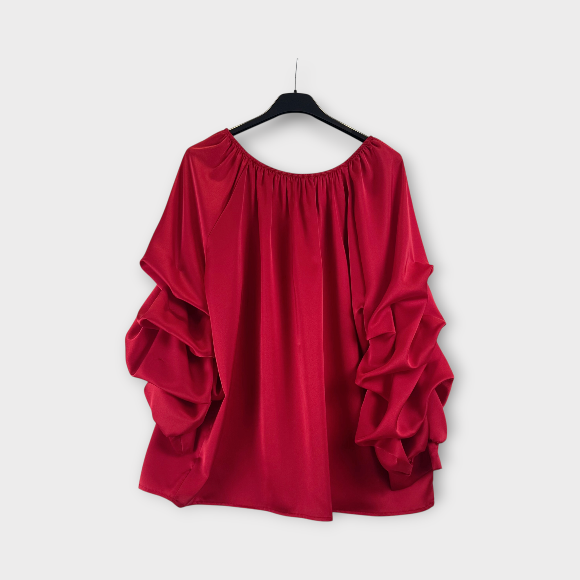 Blusa bordeaux con maniche arricciate Bordeaux