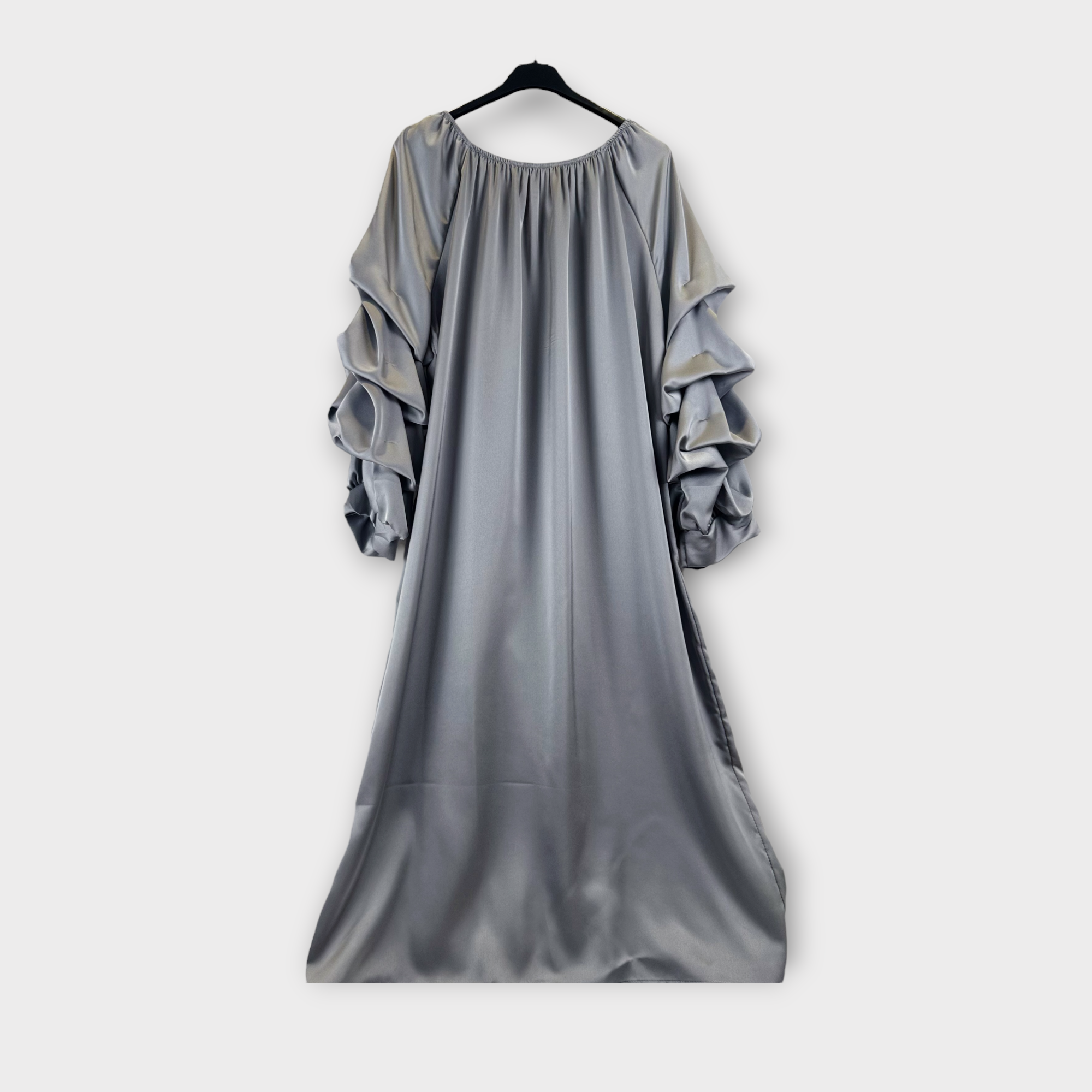 Abito lungo con maniche a balze Rosa cipria