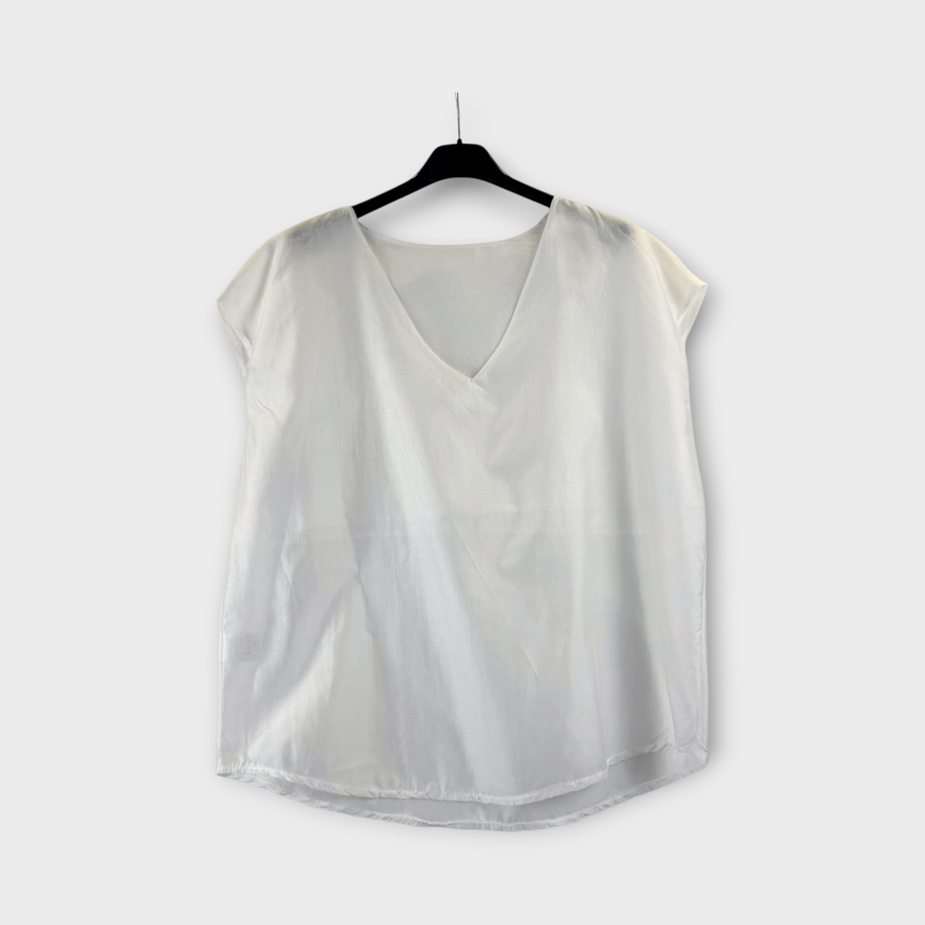 Blusa con scollo a V Bianco