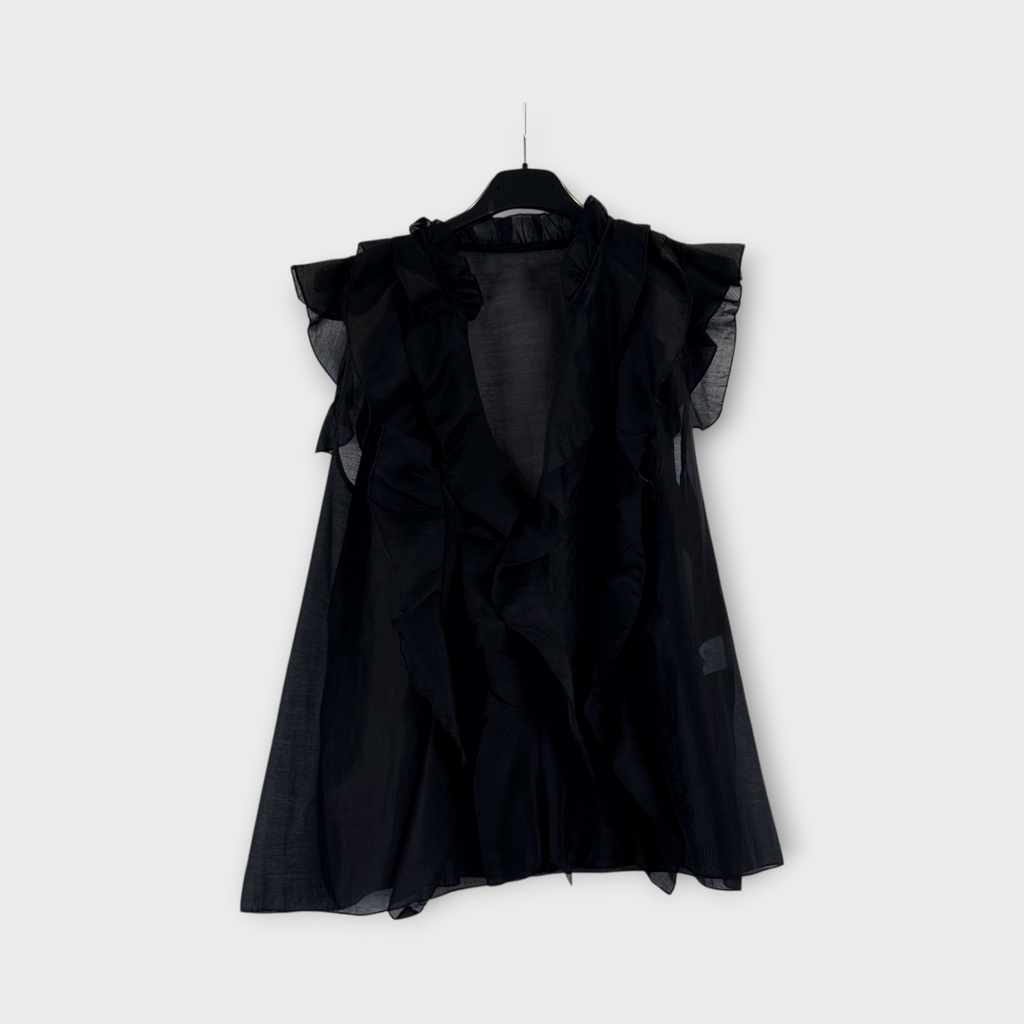 Blusa con volant Marrone