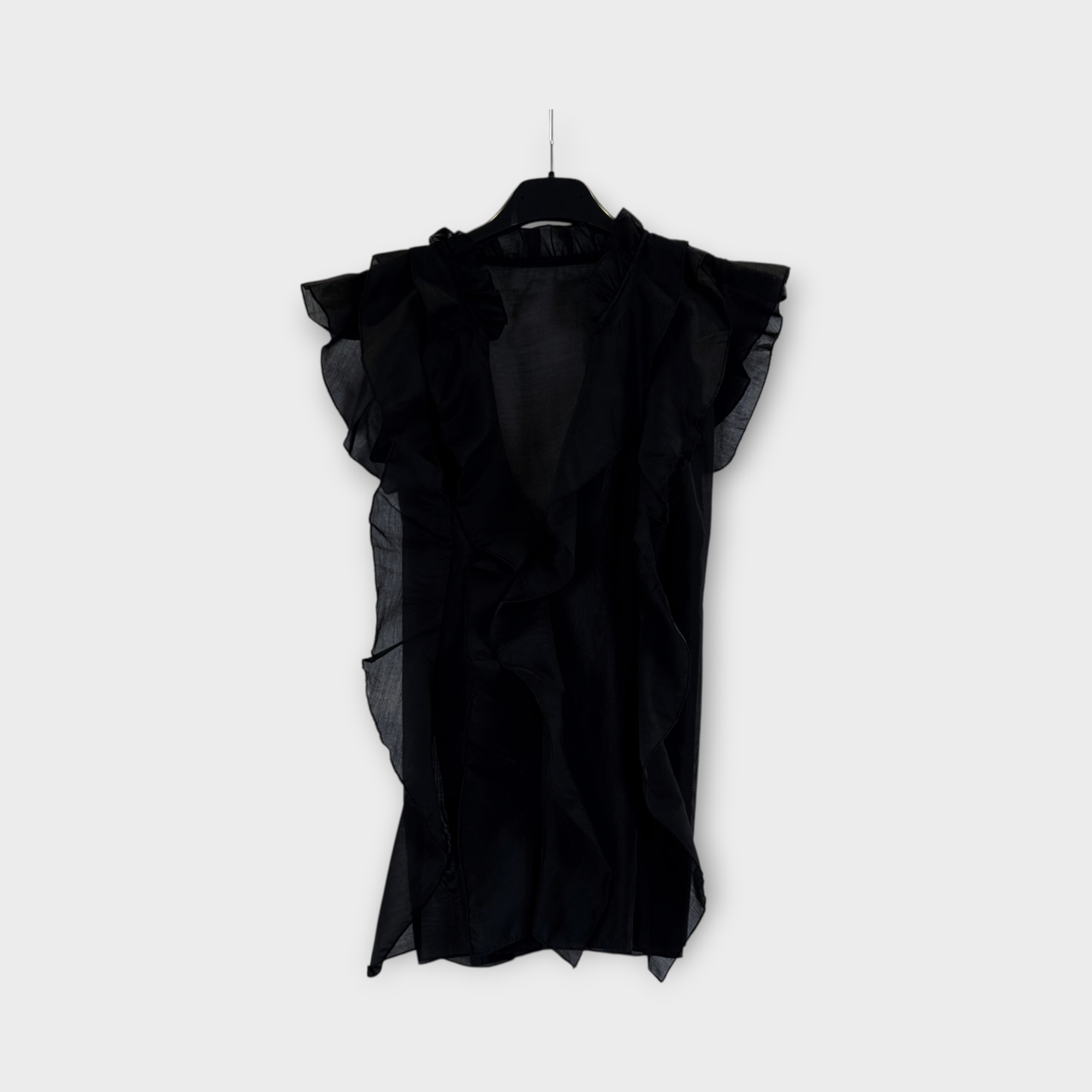 Blusa con volant Marrone