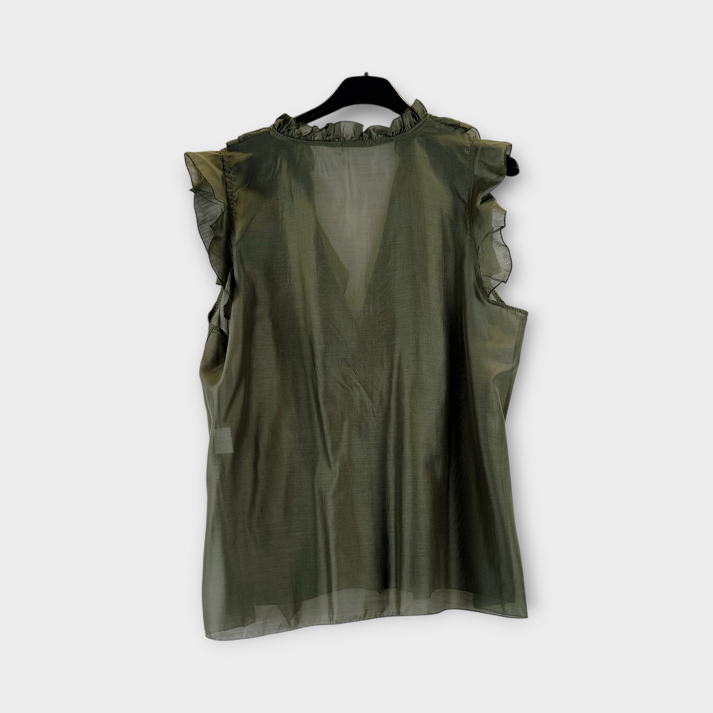 Blusa con volant Marrone