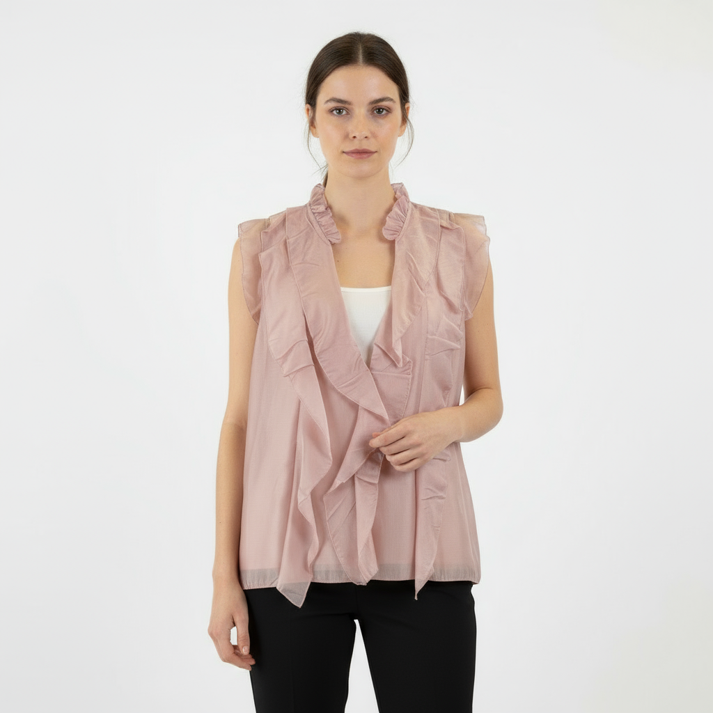 Blusa con volant Marrone